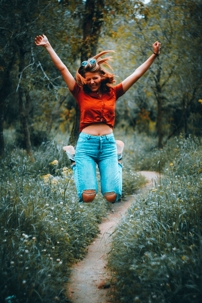 Happy woman jumping